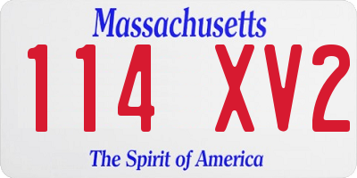 MA license plate 114XV2