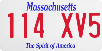 MA license plate 114XV5