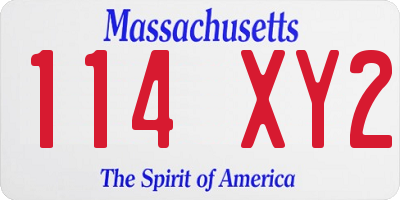 MA license plate 114XY2