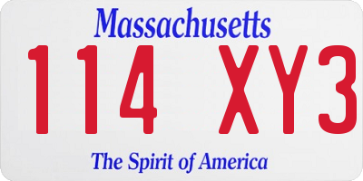 MA license plate 114XY3