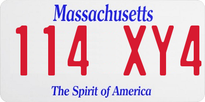 MA license plate 114XY4