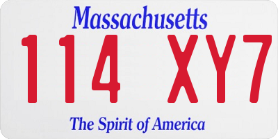 MA license plate 114XY7