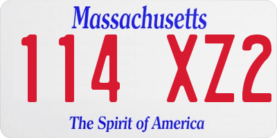 MA license plate 114XZ2