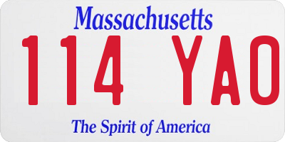 MA license plate 114YA0