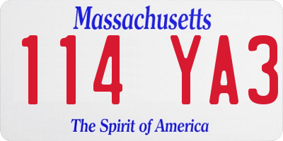 MA license plate 114YA3