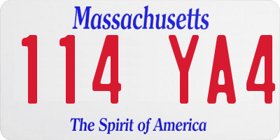 MA license plate 114YA4
