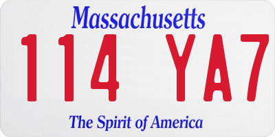MA license plate 114YA7