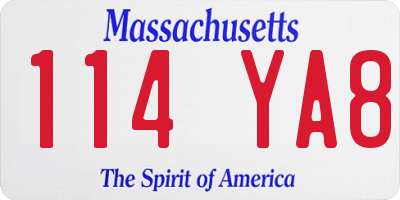 MA license plate 114YA8