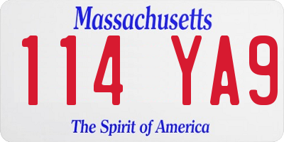 MA license plate 114YA9
