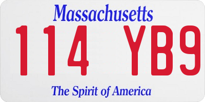 MA license plate 114YB9