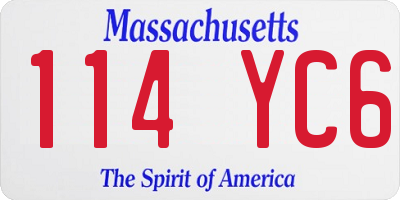 MA license plate 114YC6