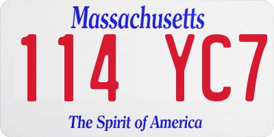 MA license plate 114YC7