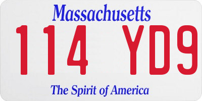 MA license plate 114YD9