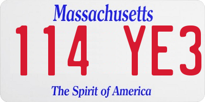 MA license plate 114YE3
