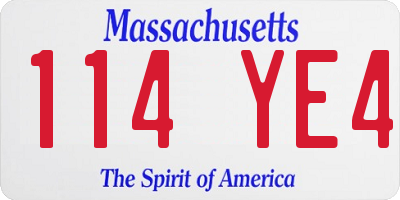 MA license plate 114YE4
