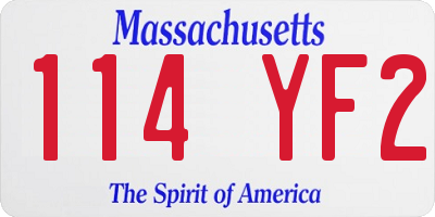 MA license plate 114YF2