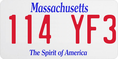 MA license plate 114YF3