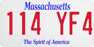 MA license plate 114YF4