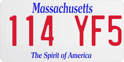MA license plate 114YF5