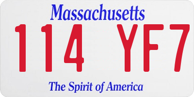 MA license plate 114YF7