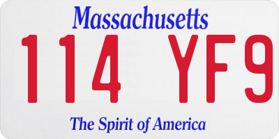 MA license plate 114YF9