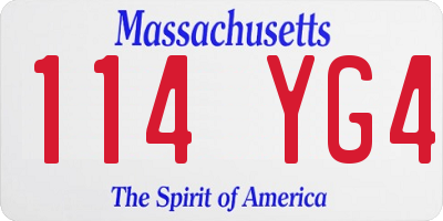 MA license plate 114YG4
