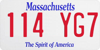 MA license plate 114YG7