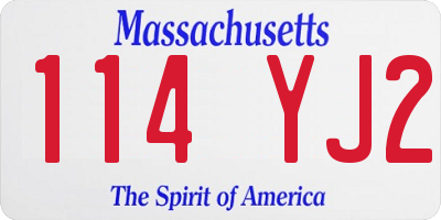 MA license plate 114YJ2