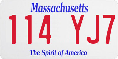 MA license plate 114YJ7