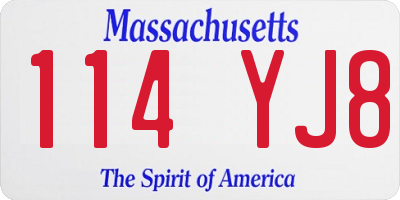 MA license plate 114YJ8