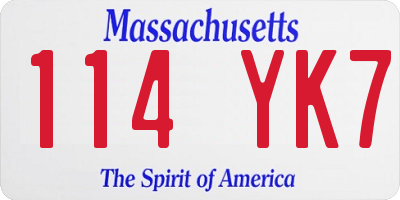 MA license plate 114YK7