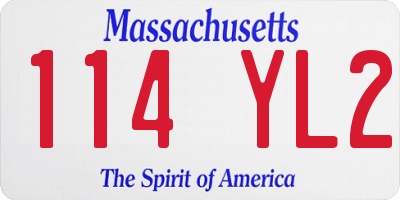 MA license plate 114YL2