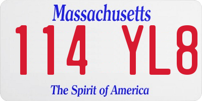 MA license plate 114YL8