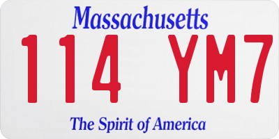 MA license plate 114YM7