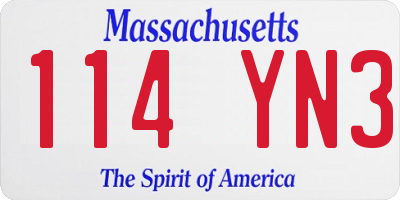 MA license plate 114YN3