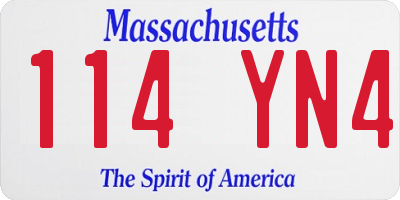 MA license plate 114YN4