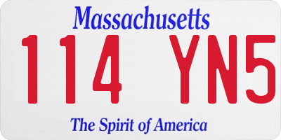 MA license plate 114YN5