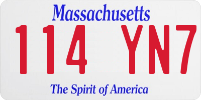 MA license plate 114YN7