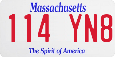 MA license plate 114YN8