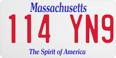 MA license plate 114YN9