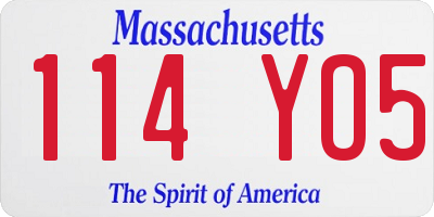 MA license plate 114YO5