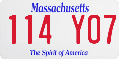 MA license plate 114YO7