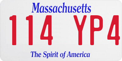 MA license plate 114YP4