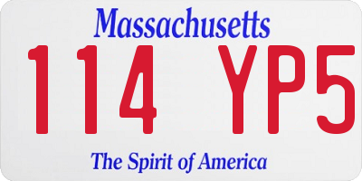 MA license plate 114YP5