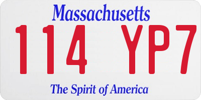 MA license plate 114YP7