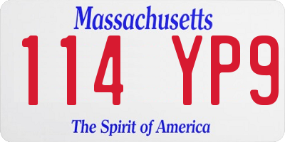 MA license plate 114YP9