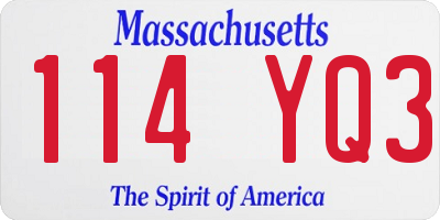 MA license plate 114YQ3