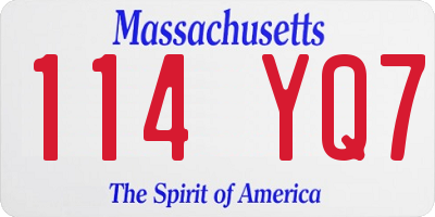 MA license plate 114YQ7