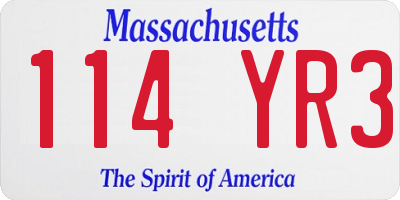 MA license plate 114YR3