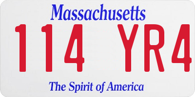 MA license plate 114YR4